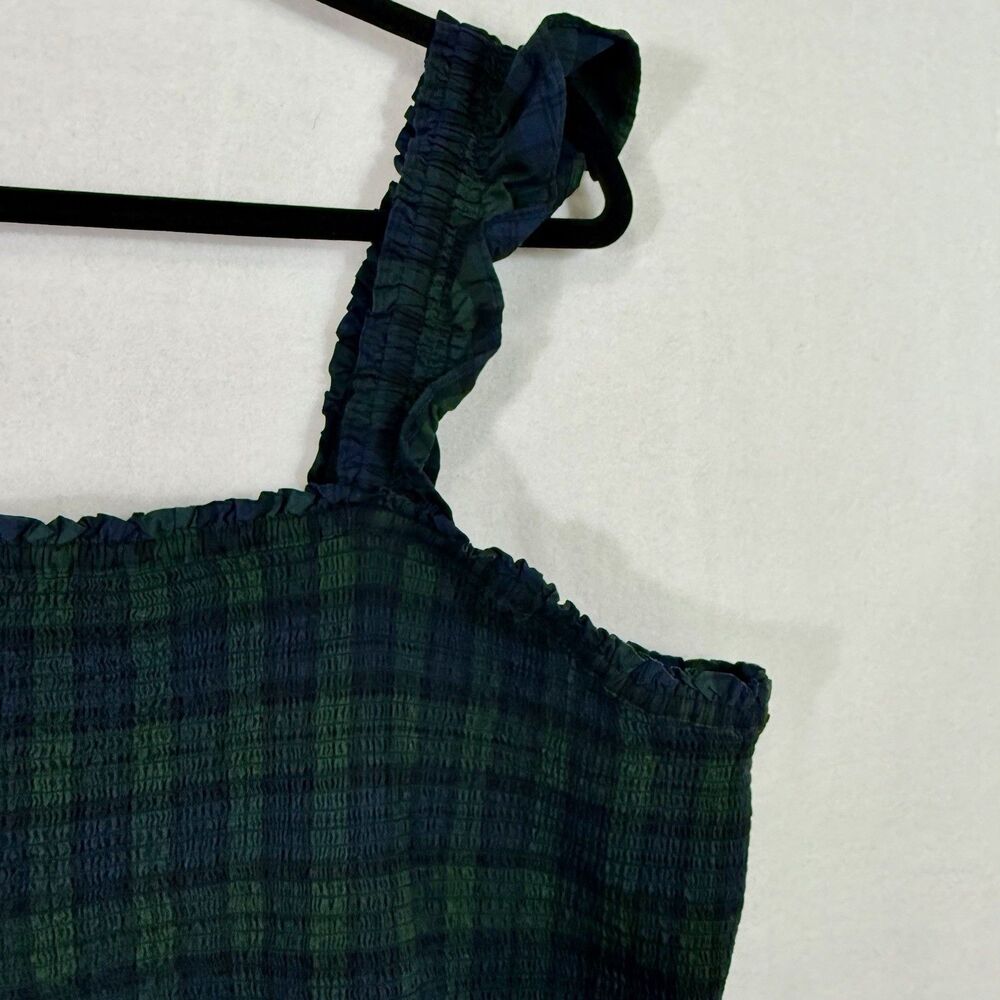 NEW Plus Size J.Crew Green Tartan Plaid Smocked Tiered Poplin Midi Dress Size 3X - Picture 6 of 11